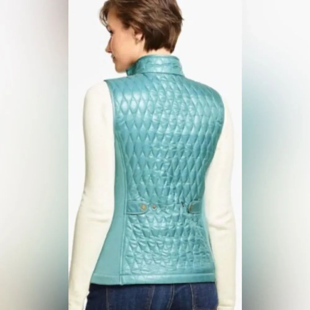 Talbots Small blue sleeveless vest women’s zip up size M